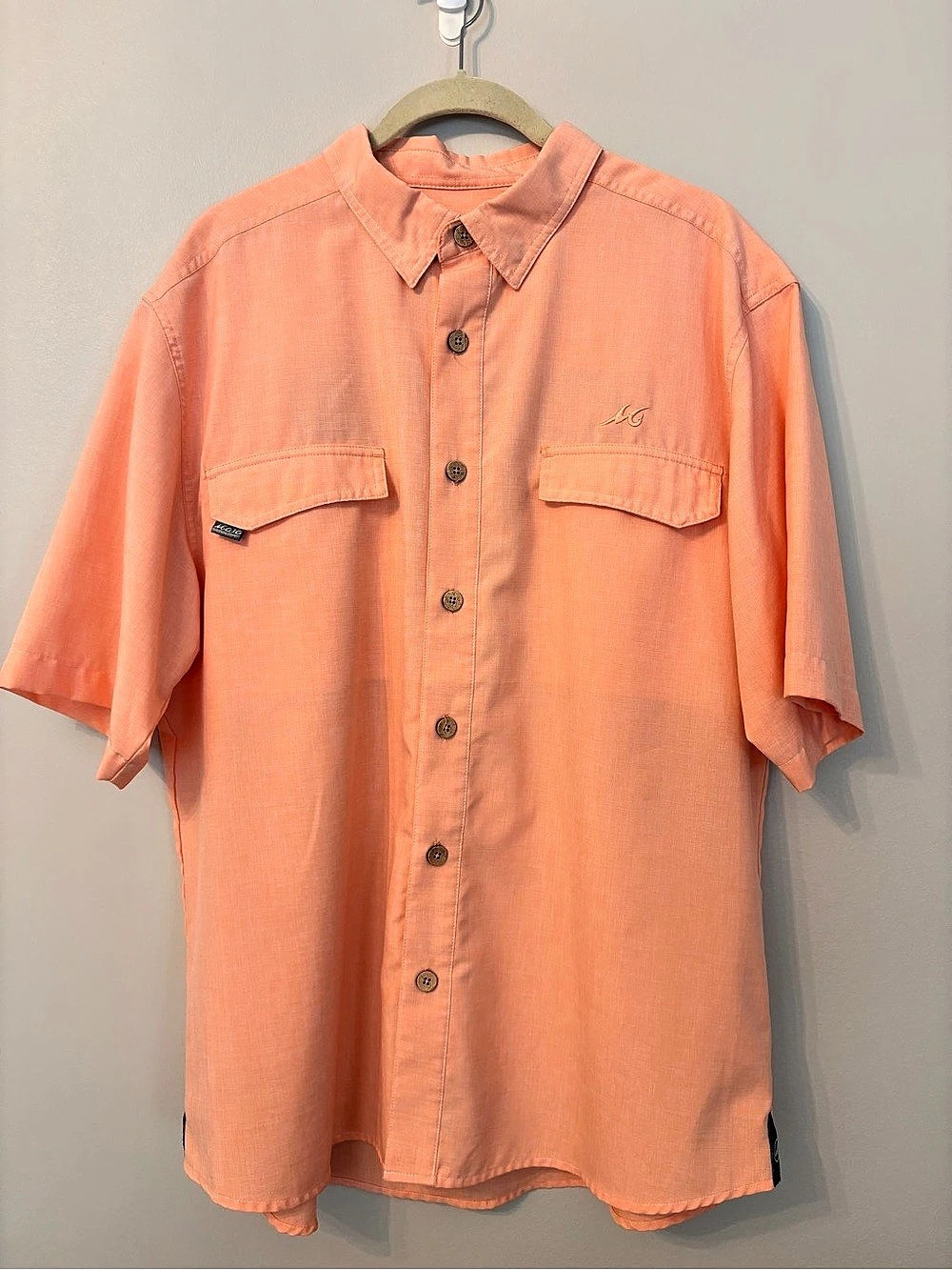 Mojo Sportswear Company Mr. Big Fishing Short Sleeve Button Down Orange XL